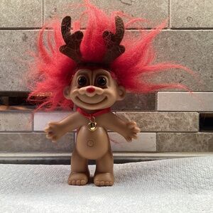Russ  Rudolph The Red Nose Reindeer  Troll Doll  W/Red Hair Antlers & Bell